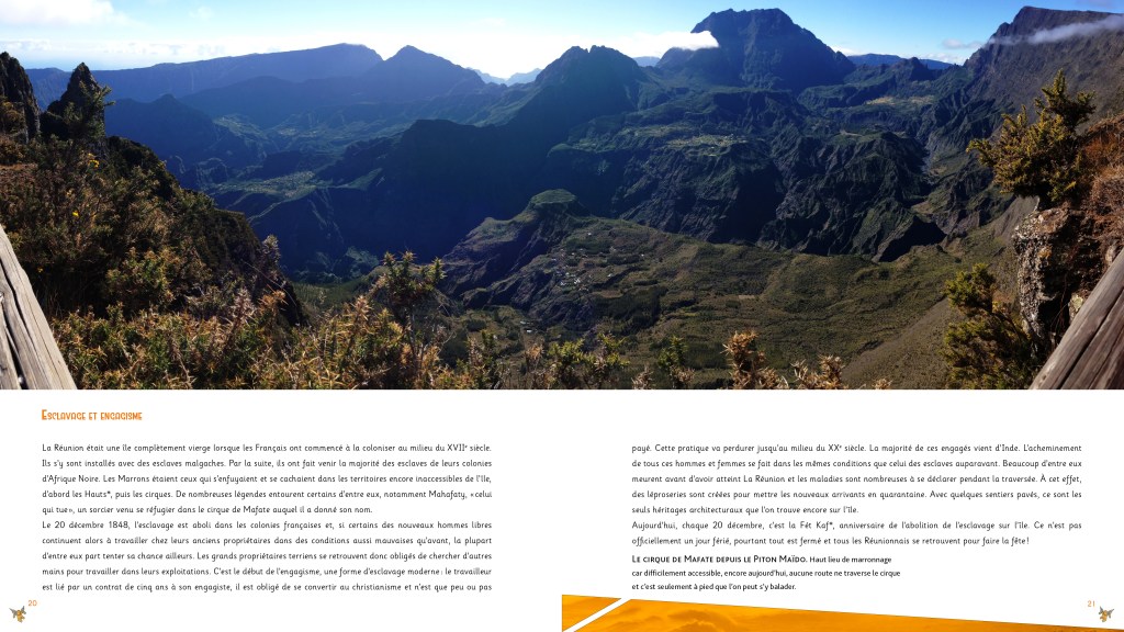 Pages documentaires La Réunion, Une année intense 270 pages, 20x22,5 cm, 2019 (textes autobiographiques ainsi que documentaires, photographies, dessins et maquette réalisés par mes soins)