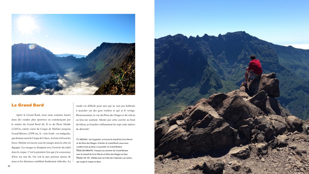 Pages courantes La Réunion, Une année intense 270 pages, 20x22,5 cm, 2019 (textes autobiographiques ainsi que documentaires, photographies, dessins et maquette réalisés par mes soins)