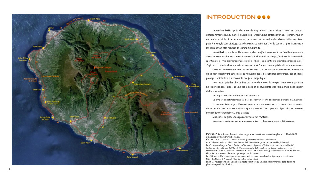 Introduction La Réunion, Une année intense 270 pages, 20x22,5 cm, 2019  (textes autobiographiques ainsi que documentaires, photographies, dessins et maquette réalisés par mes soins) 