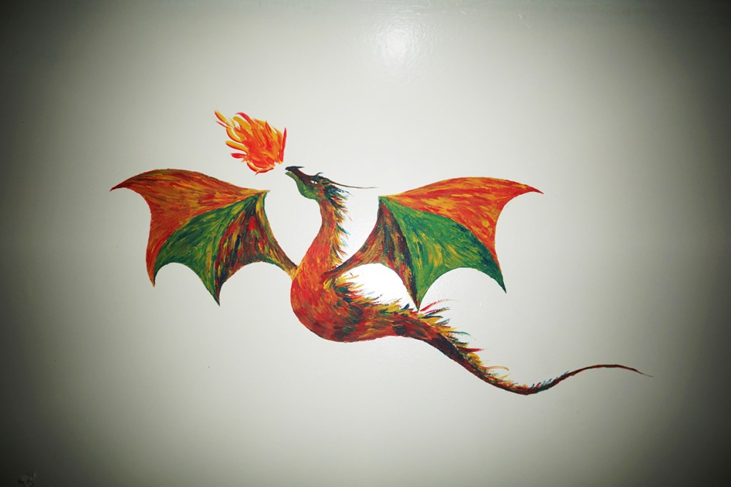 Peinture acrylique sur mur. 
Environ 20cm x 30cm. 
Piton Saint-Leu, Île de la Réunion, 2014.